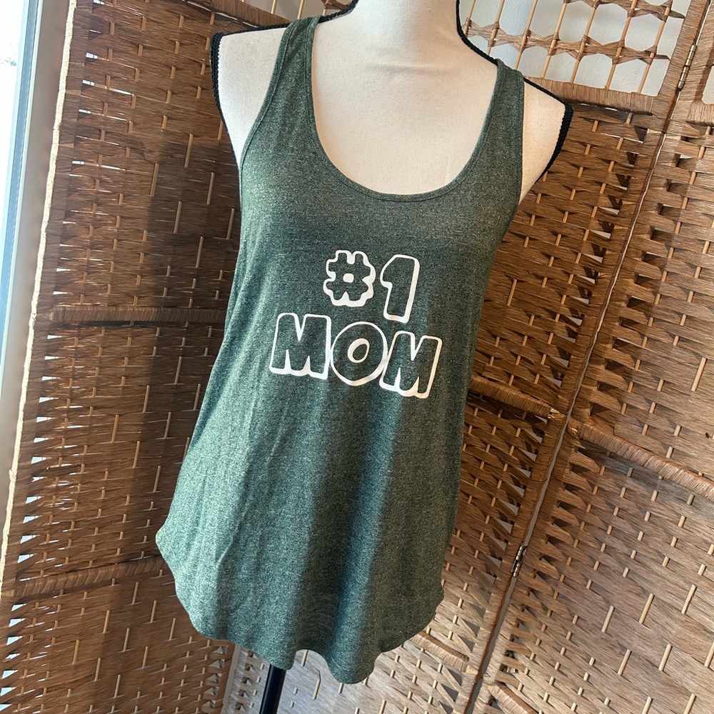 Nwt Chicka D Green #1 Mom Tank Top
